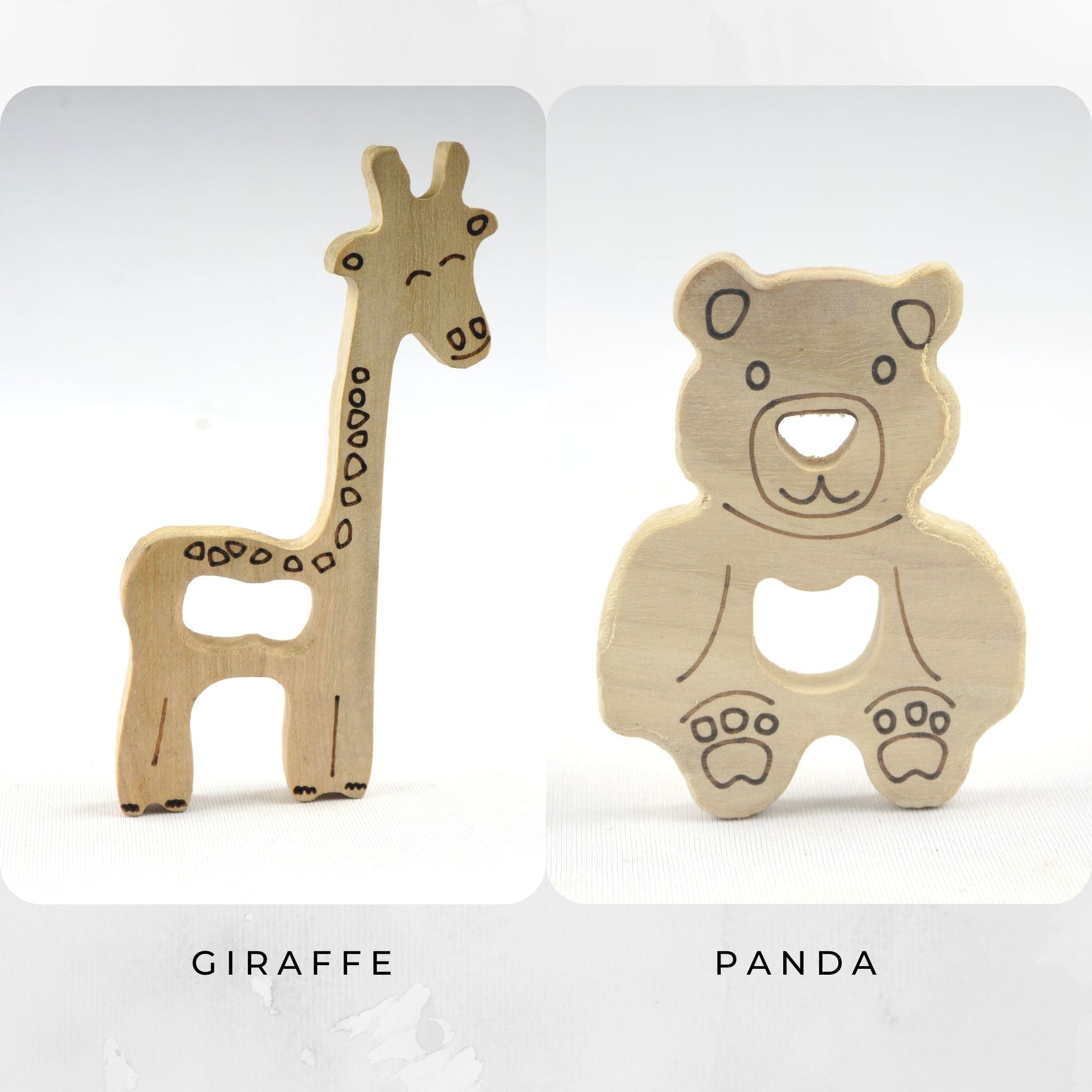 Neem Wood Teether Giraffe and Panda
