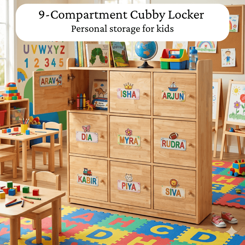 Wooden Cubby Locker – 9‑Compartment Storage Unit