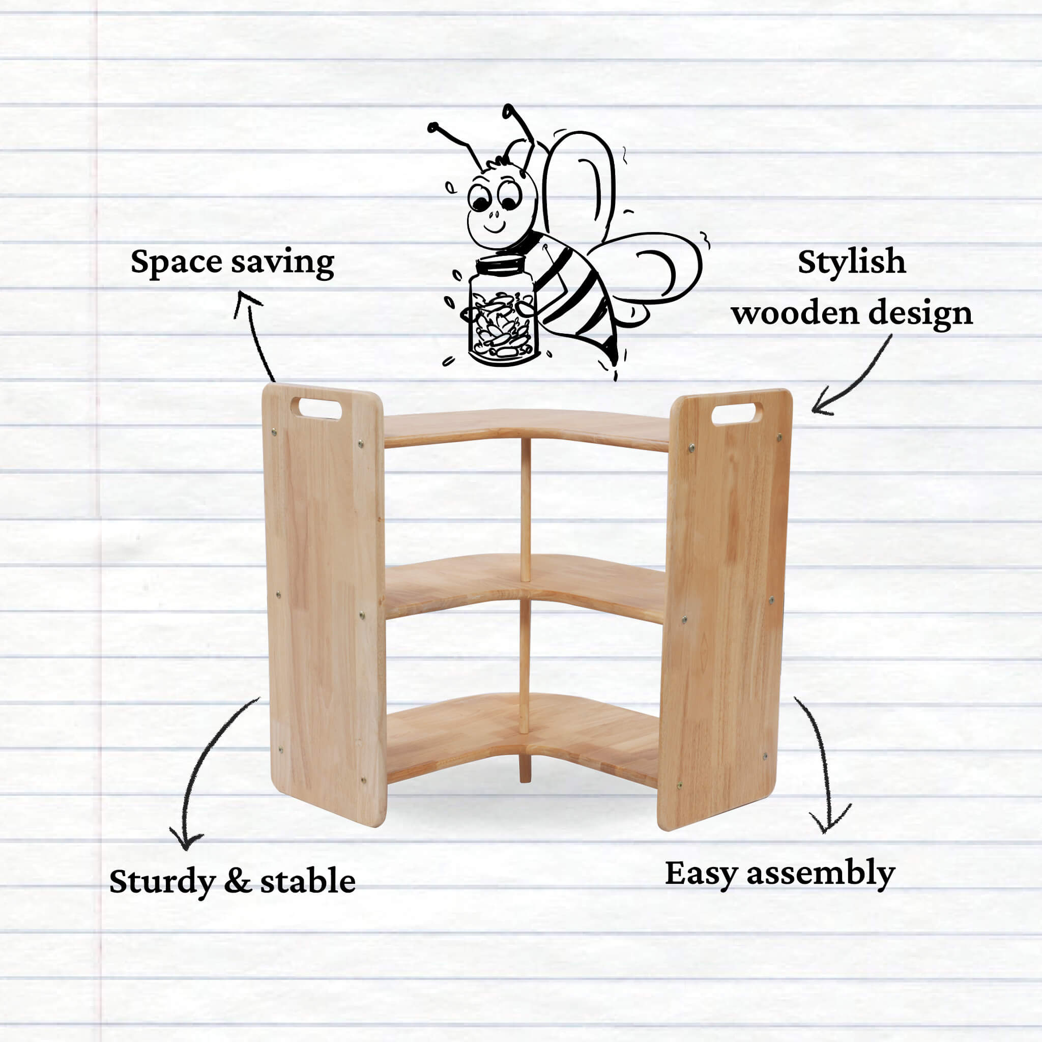 3 Rack Corner Shelf – L-Shape