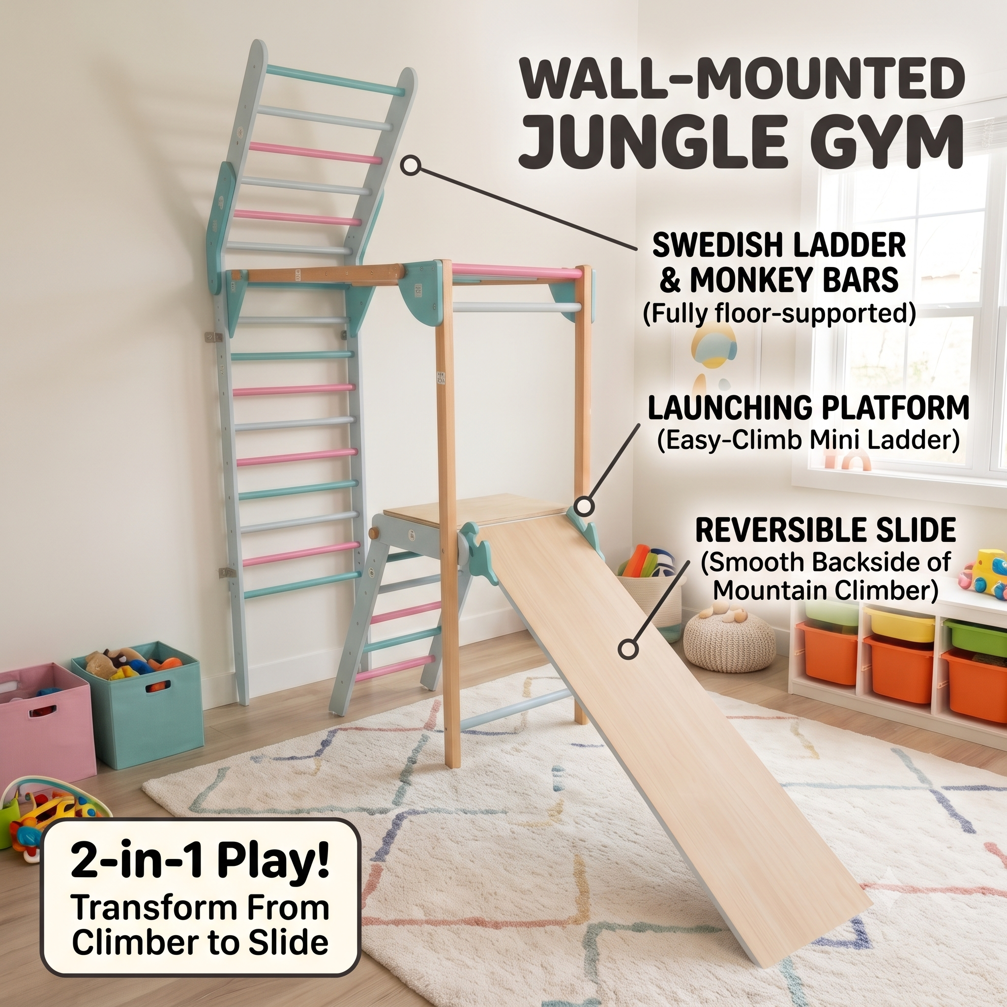 Wall-mounted foldable Jungle Gym