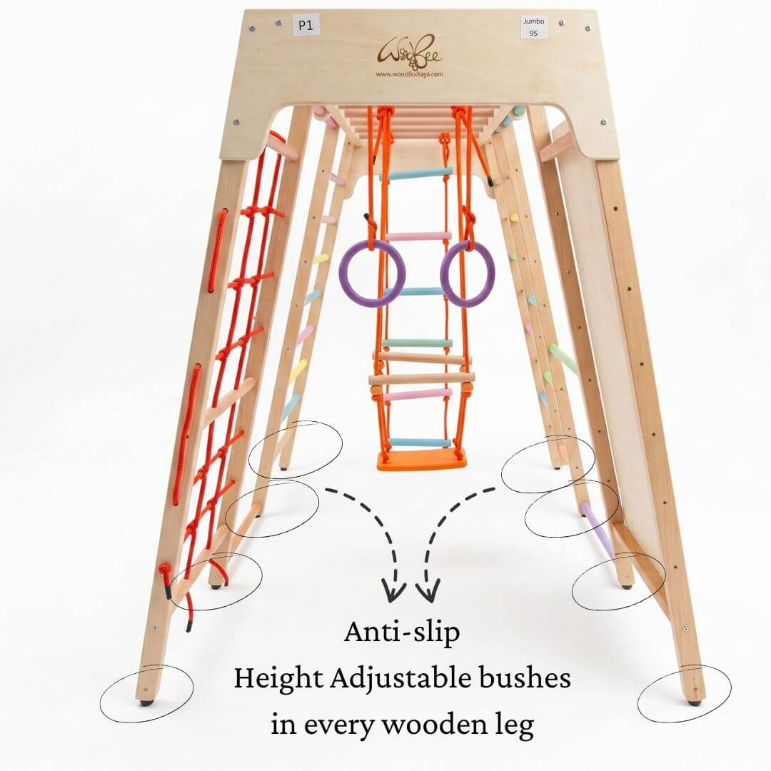 Jumbo Jungle Gym with anti slip height adjustable knobs even for uneven surface