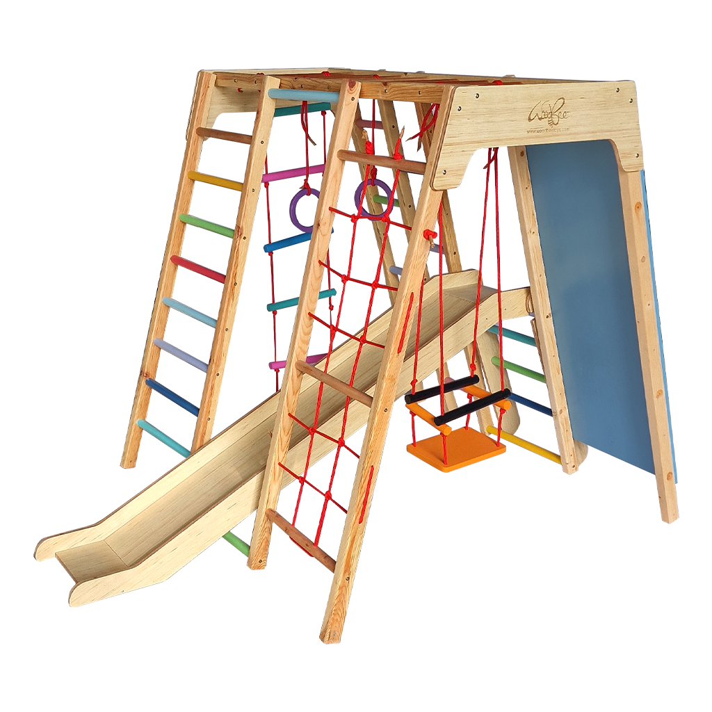 9-in-1 wooden jungle gym jumbo indoor play set for kids
