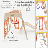 Jumbo Jungle Gym with three hanging accessories - gymnastic ring, rope climber and swing