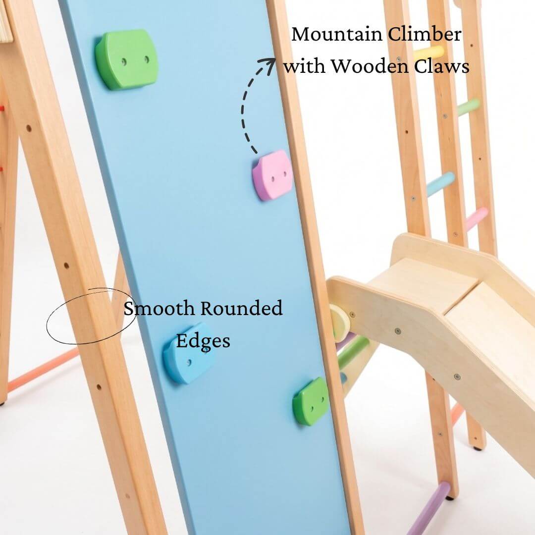 Jumbo Jungle Gym with wooden mountain climber and smooth rounded edges
