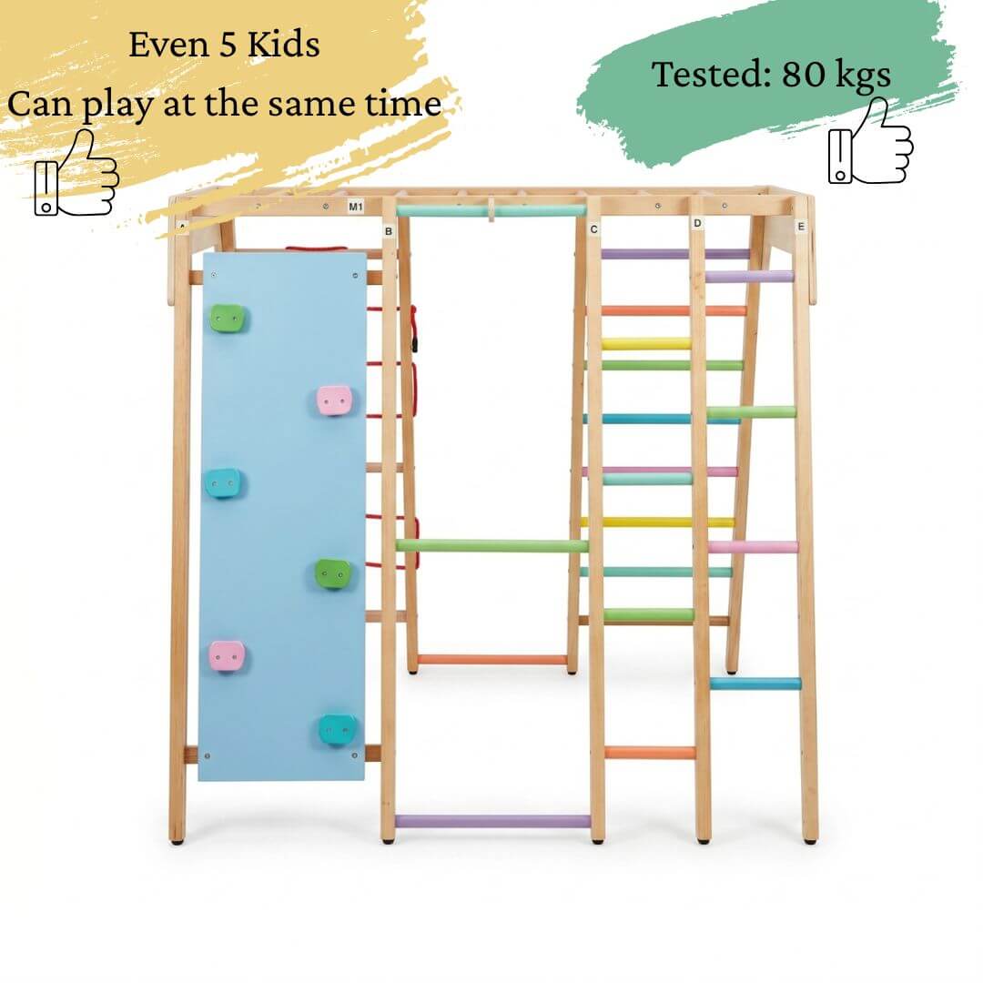 Jumbo Jungle Gym for even 5 kids can play at the same time with weight bearing capacity of 80 kgs.