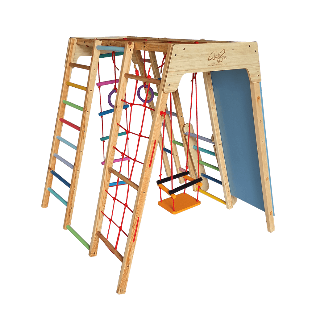 strong wooden jungle gym tested for 80kg load