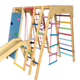 solid wood and birch plywood jungle gym with non-toxic paint