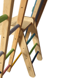 wooden jungle gym safe ladder to climb onto the slider