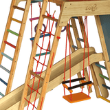 wooden jungle gym slide with safety side rails