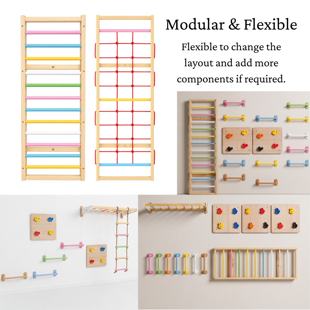 WoodBee Modular Jungle Gym Climber Duo - Modular & Flexible. Flexible to change the layout and add more components if required