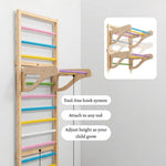 WoodBee Modular Jungle Gym Movable Monkey Bar on a wooden wall ladder - tool-free hook system, attach to any rod, adjust height as your child grows