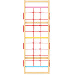 WoodBee Modular Jungle Gym Rope Climber Panel - wall-mounted wooden frame with red rope net climbing wall for kids