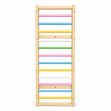 WoodBee Modular Jungle Gym Wooden Ladder Panel - wall-mounted wooden Swedish ladder for kids with colourful pastel rods