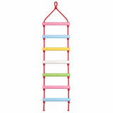 WoodBee Modular Jungle Gym Wooden Rope Ladder for kids with colourful wooden rungs on red rope