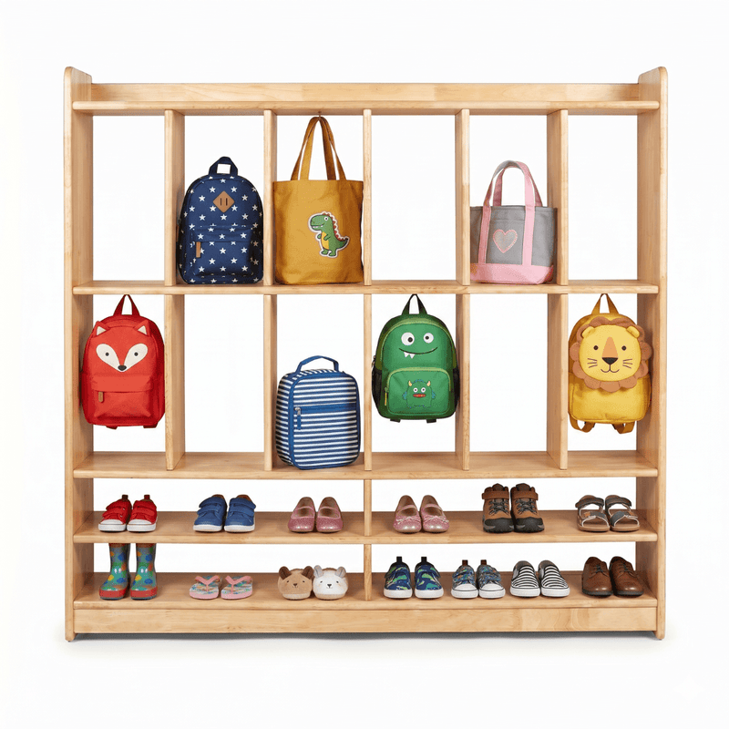 School Bag Cubby with Shoe Rack