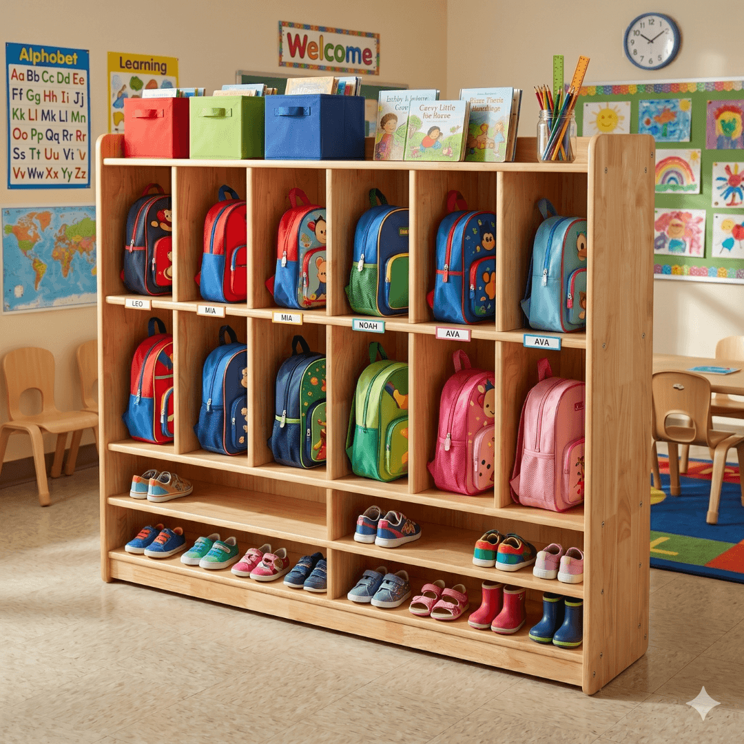 School Bag Cubby with Shoe Rack