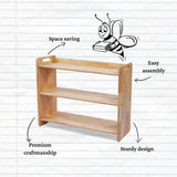 Wooden two rack bookshelf with safe rounded edges and non-toxic finish.
