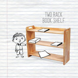 Two rack wooden bookshelf for kids – Montessori-inspired open storage.