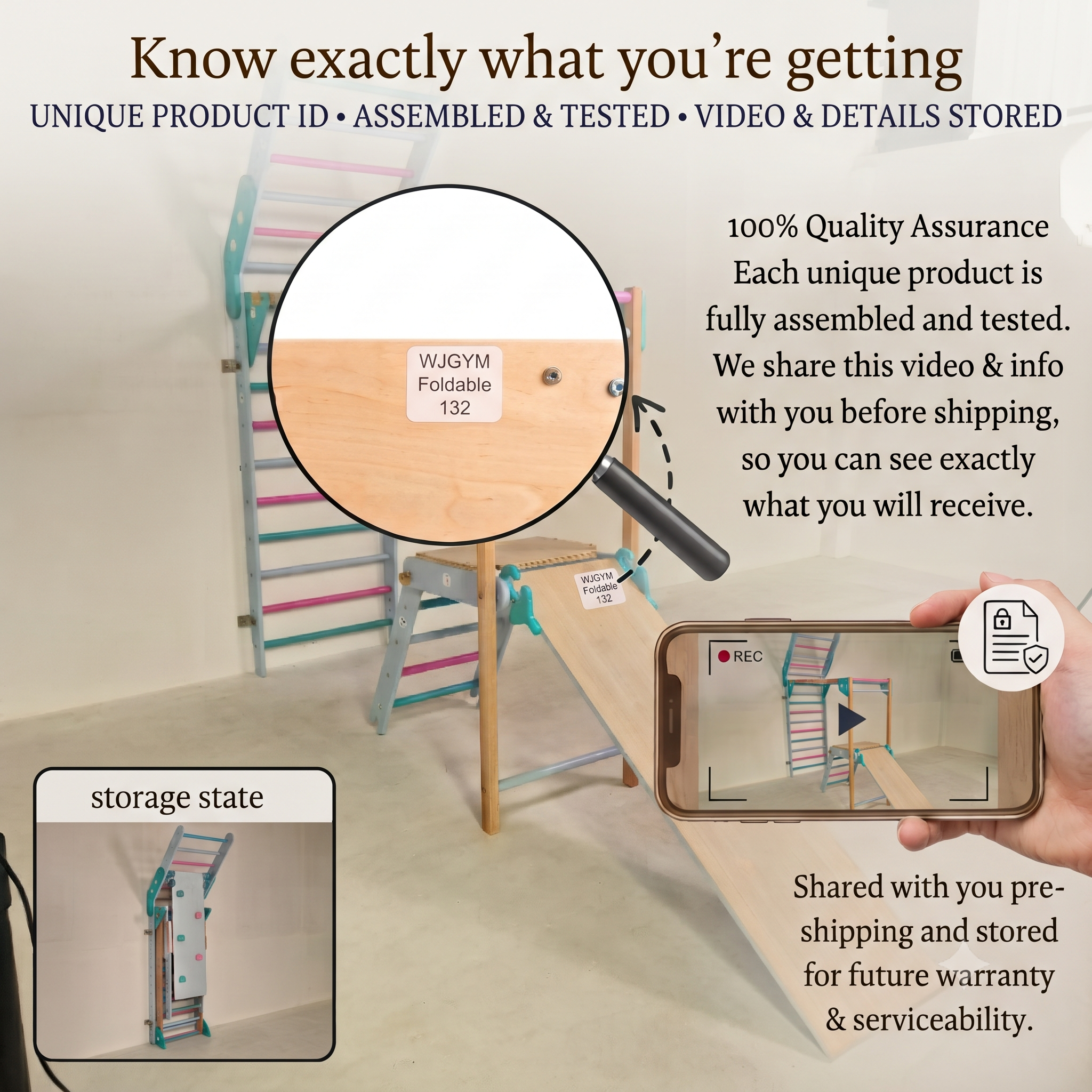 What you get with the wall mounted foldable jungle gym
