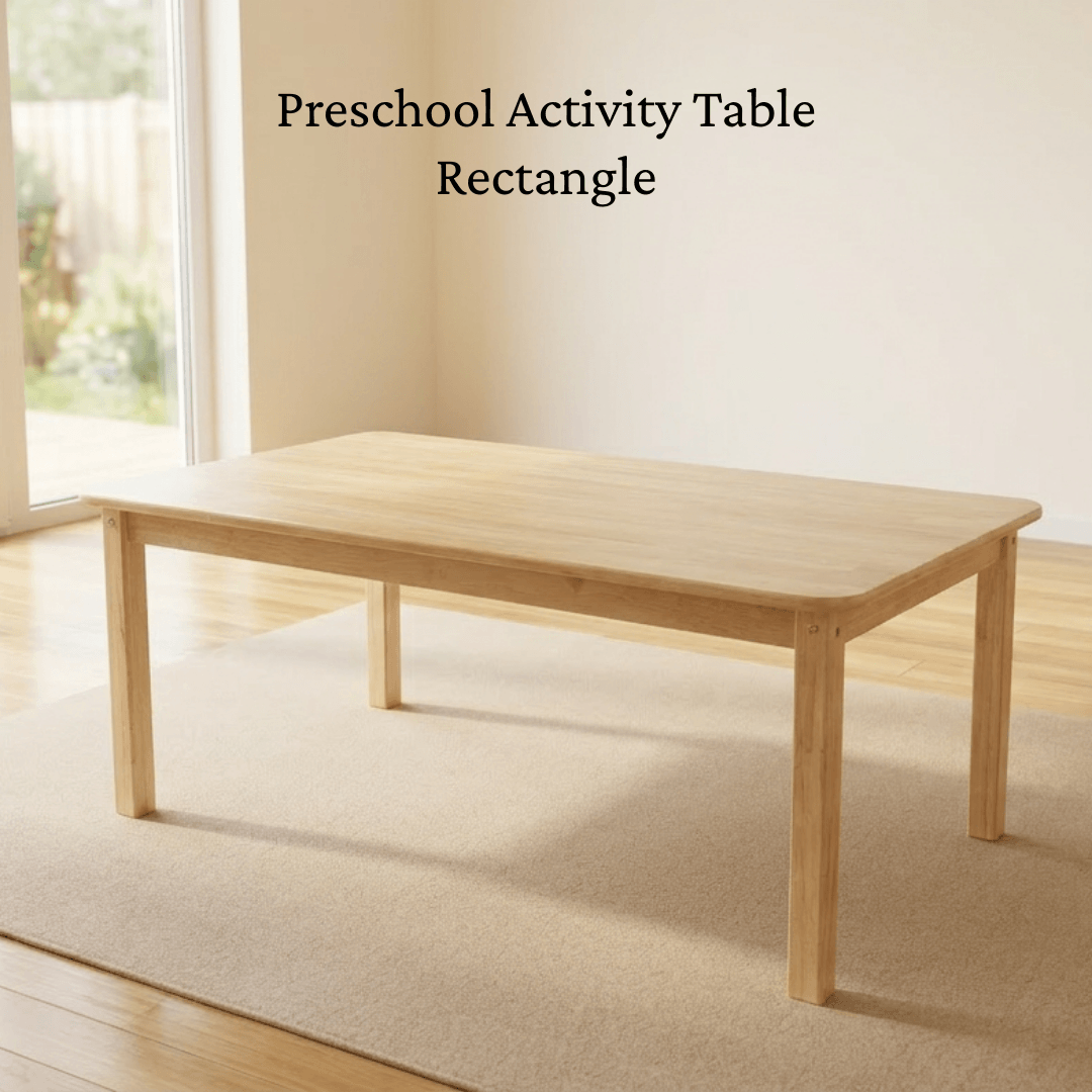 Rectangular Table For Kids Rectangle Wooden Preschool Table 48 x 30 in, 21 in Height – WoodBee Toys