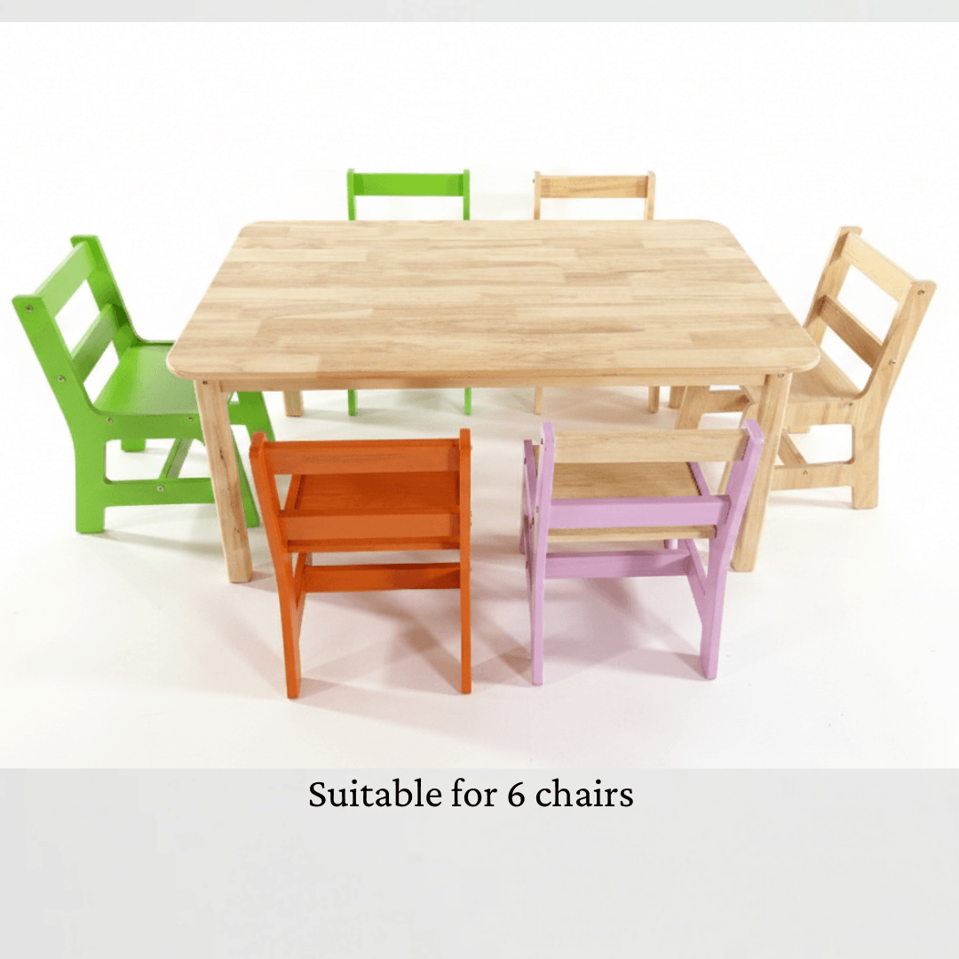 Rectangular Table For Kids Rectangle Wooden Preschool Table 48 x 30 in, 21 in Height – WoodBee Toys
