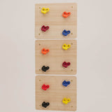 WoodBee Wooden Rock Climbing Panels for kids - three wall-mounted panels with colourful climbing holds