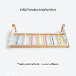 WoodBee Solid Wooden Monkey Bars - wall mounted monkey bars for kids. Warm, natural look - no metal frame