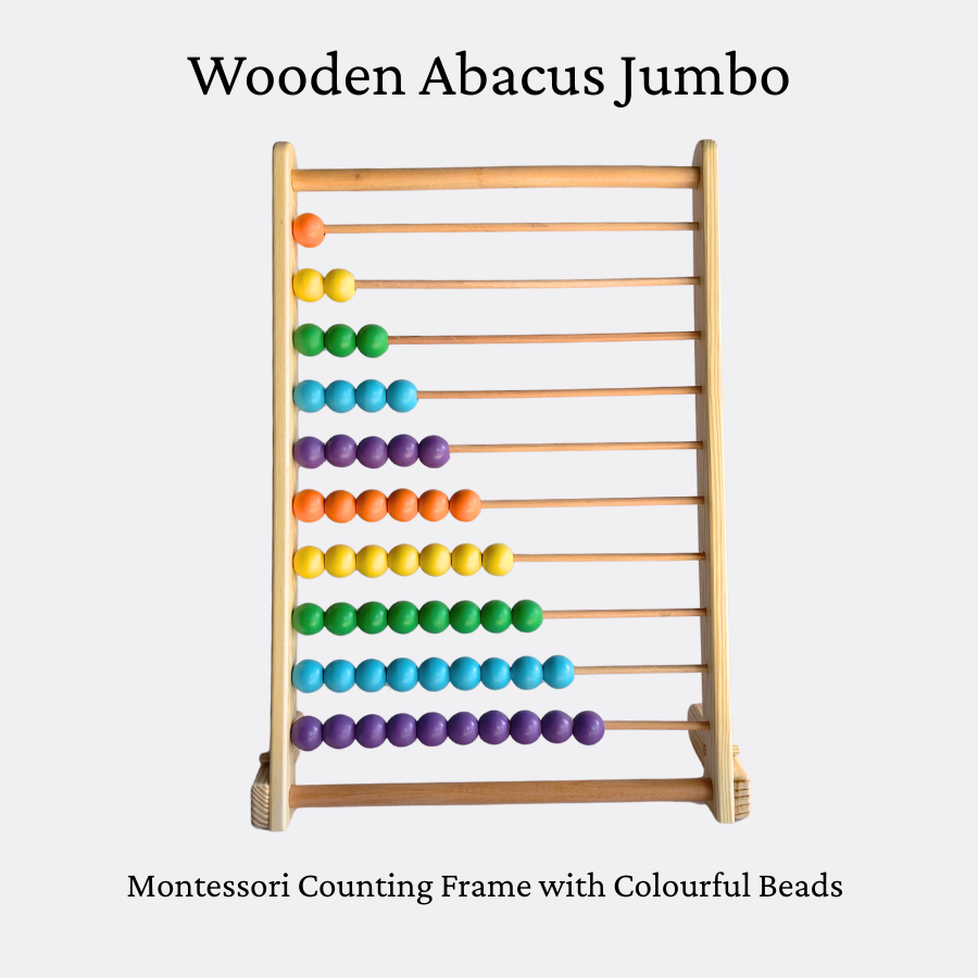 Large wooden abacus for kids with colourful beads and foldable stand 3x2 feet