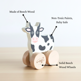 Wooden Cow Push Along Toy