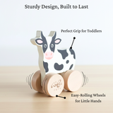Wooden Cow Push Along Toy