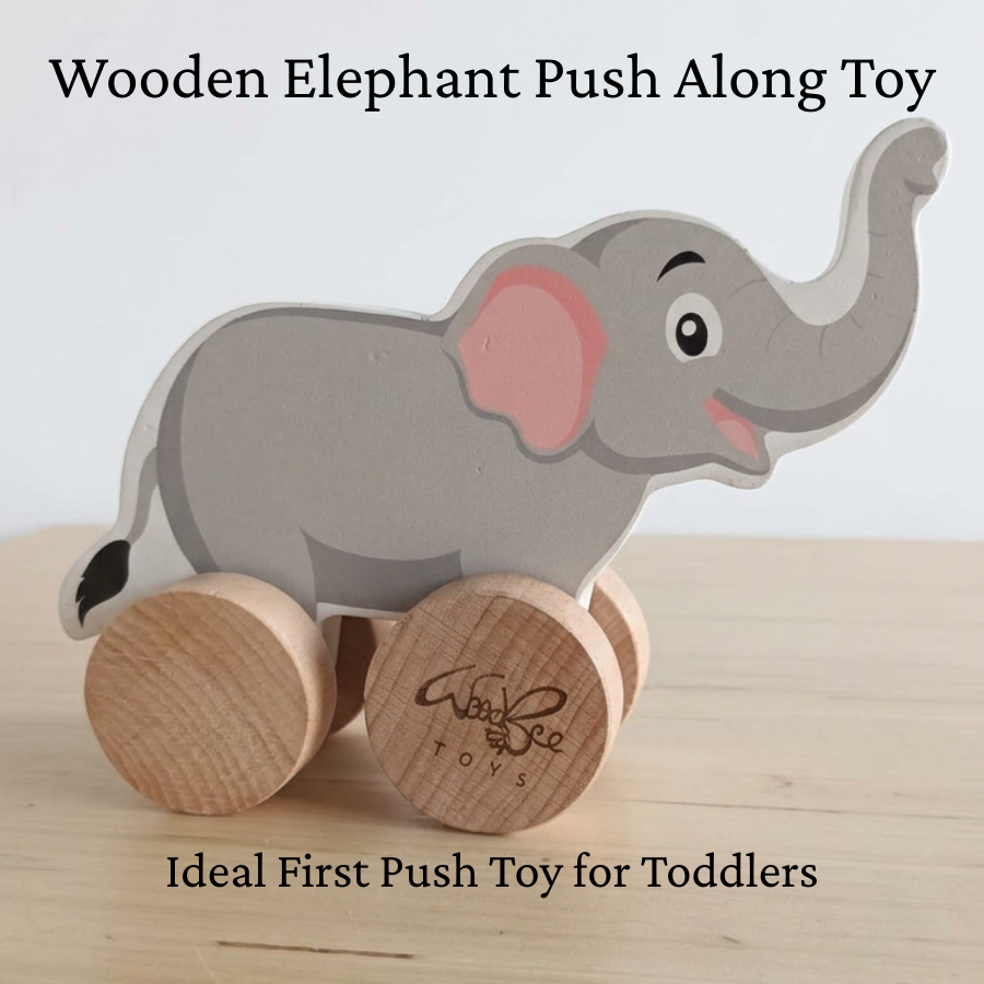 Wooden Elephant Push Along Toy