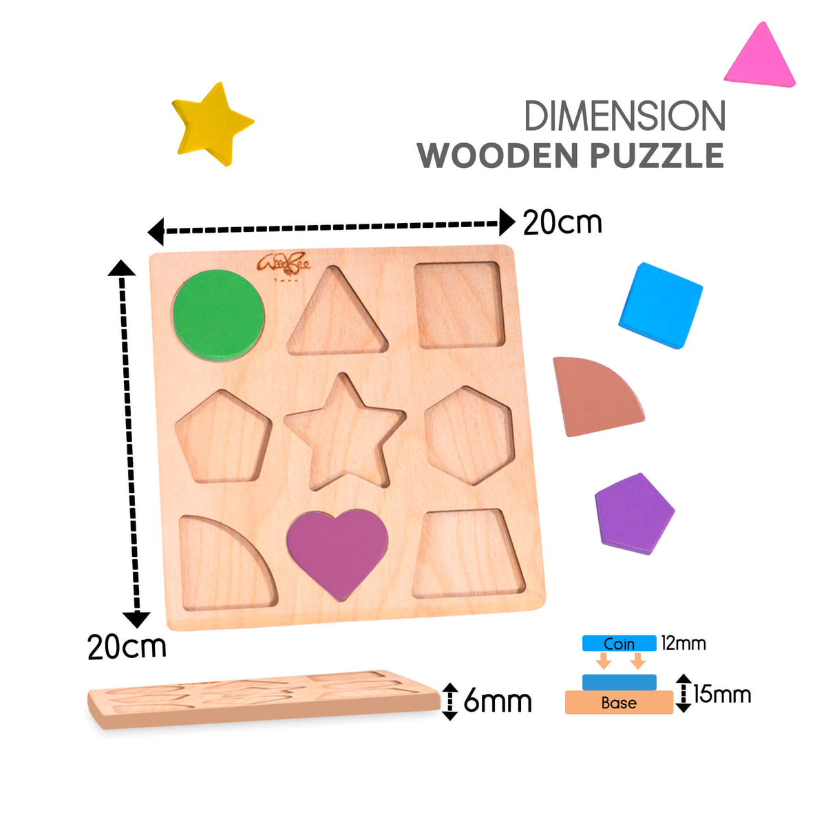 Wooden Shape Puzzle for Toddlers | Safe & Educational Toy | Woodbee ...