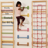 Wooden Wall Climbing Bars for Kids – 80 kg Rated - Multiple Colours