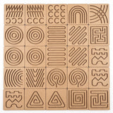 All 25 wooden pre-writing tracing card designs – zigzags, curves, circles, spirals, straight lines and mazes
