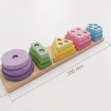 Geometric angle stacker dimensions: base board 300 mm long, 65 mm wide and 12 mm thick