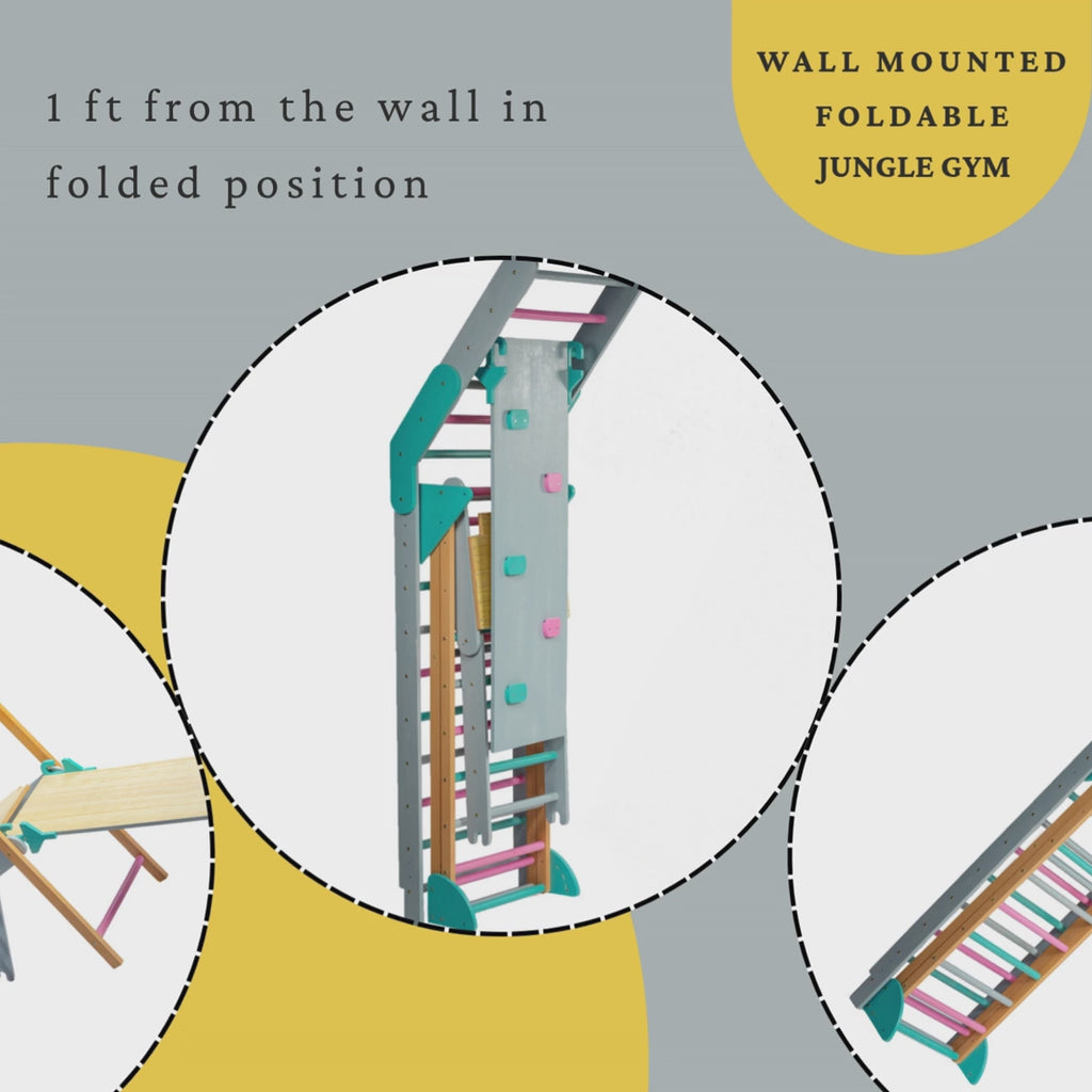 How foldable wall mounted Jungle gym can be used? The easy way to fold it.
