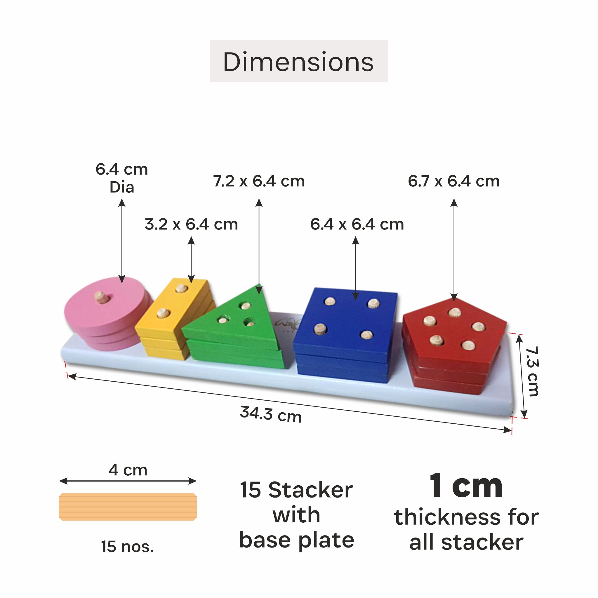 Wooden Geometric Shape stacker Puzzle