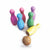 Wooden Bowling pin with ball