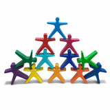 Rainbow coloured wooden human stacker