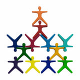 Rainbow coloured wooden human stacker