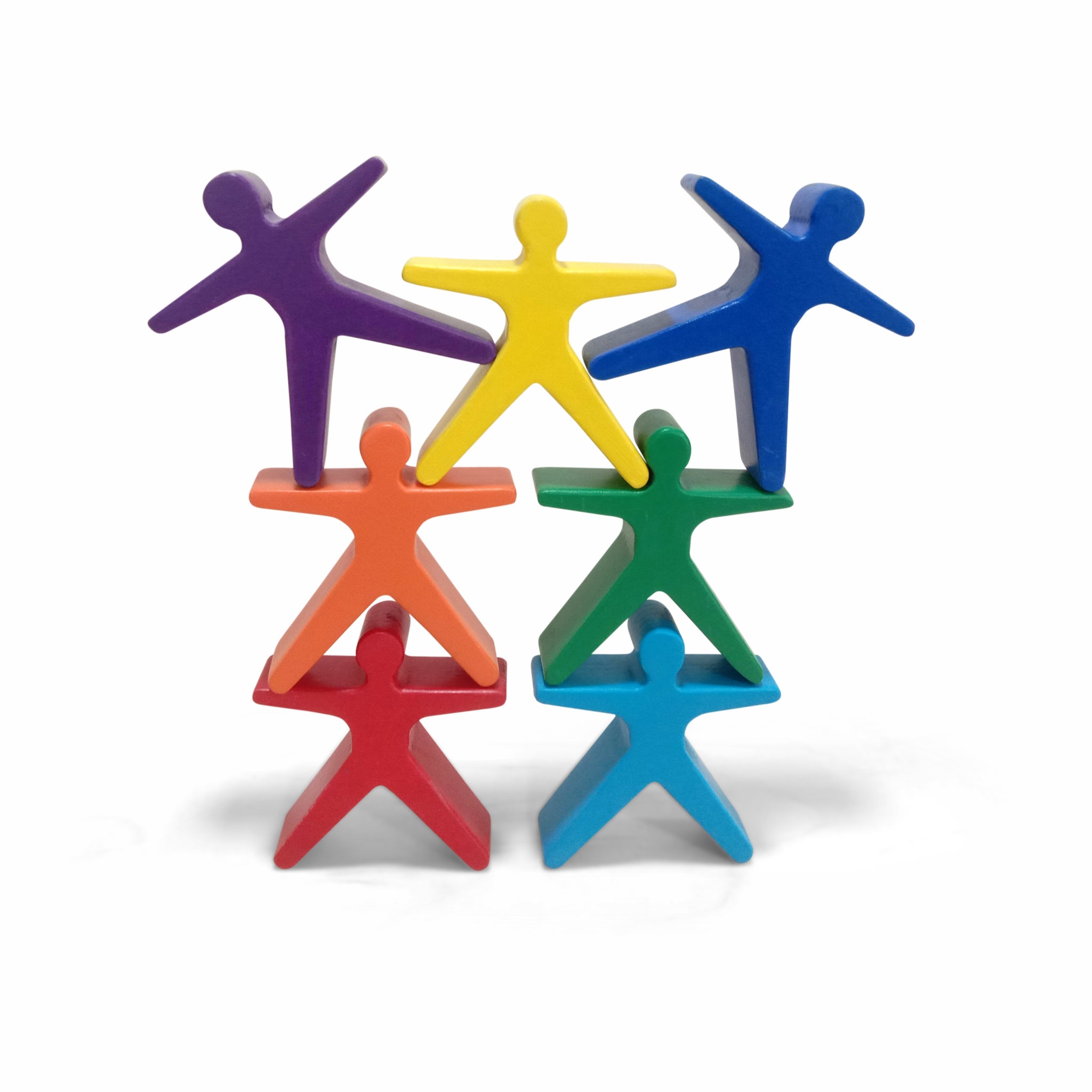 Rainbow coloured wooden human stacker