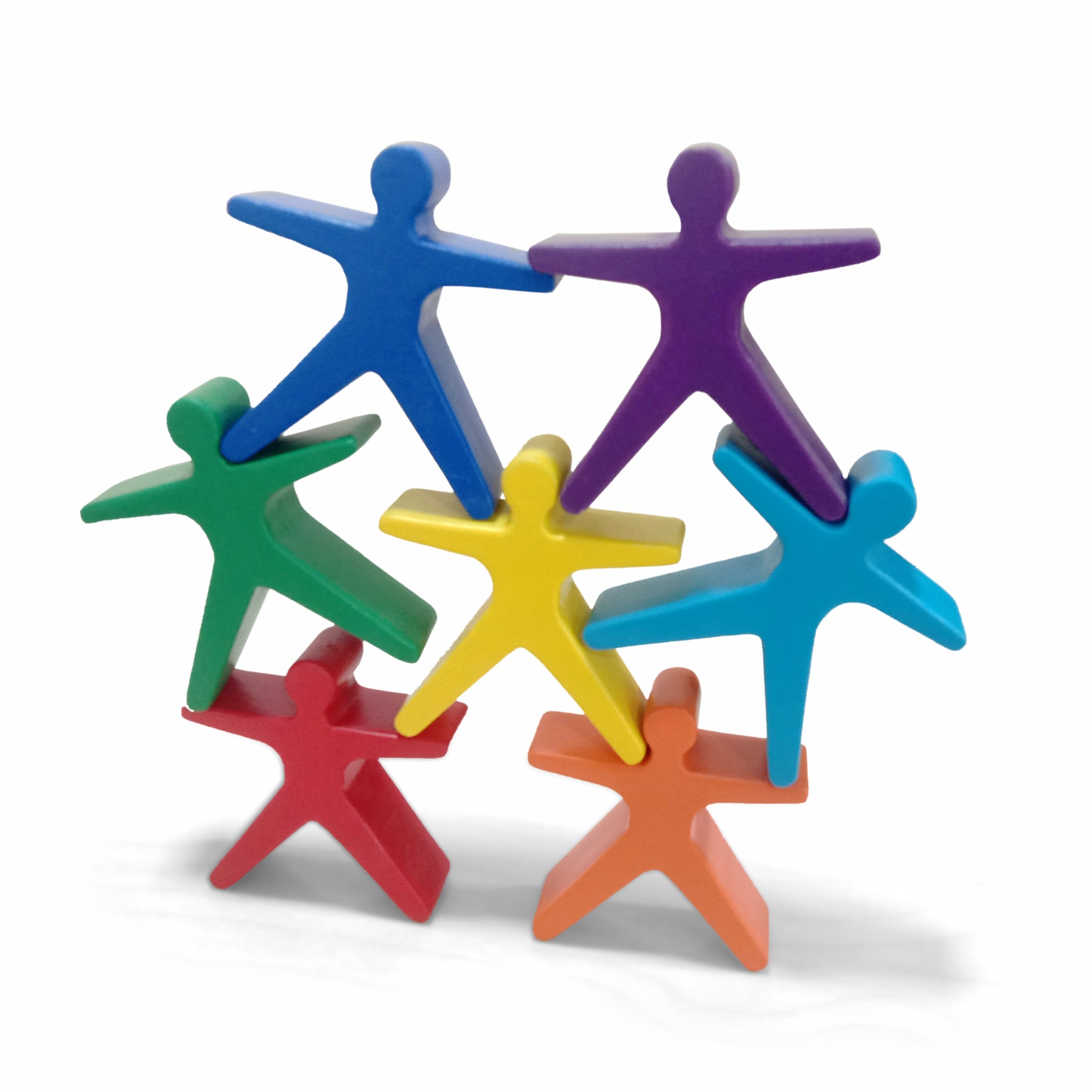 Rainbow coloured wooden human stacker