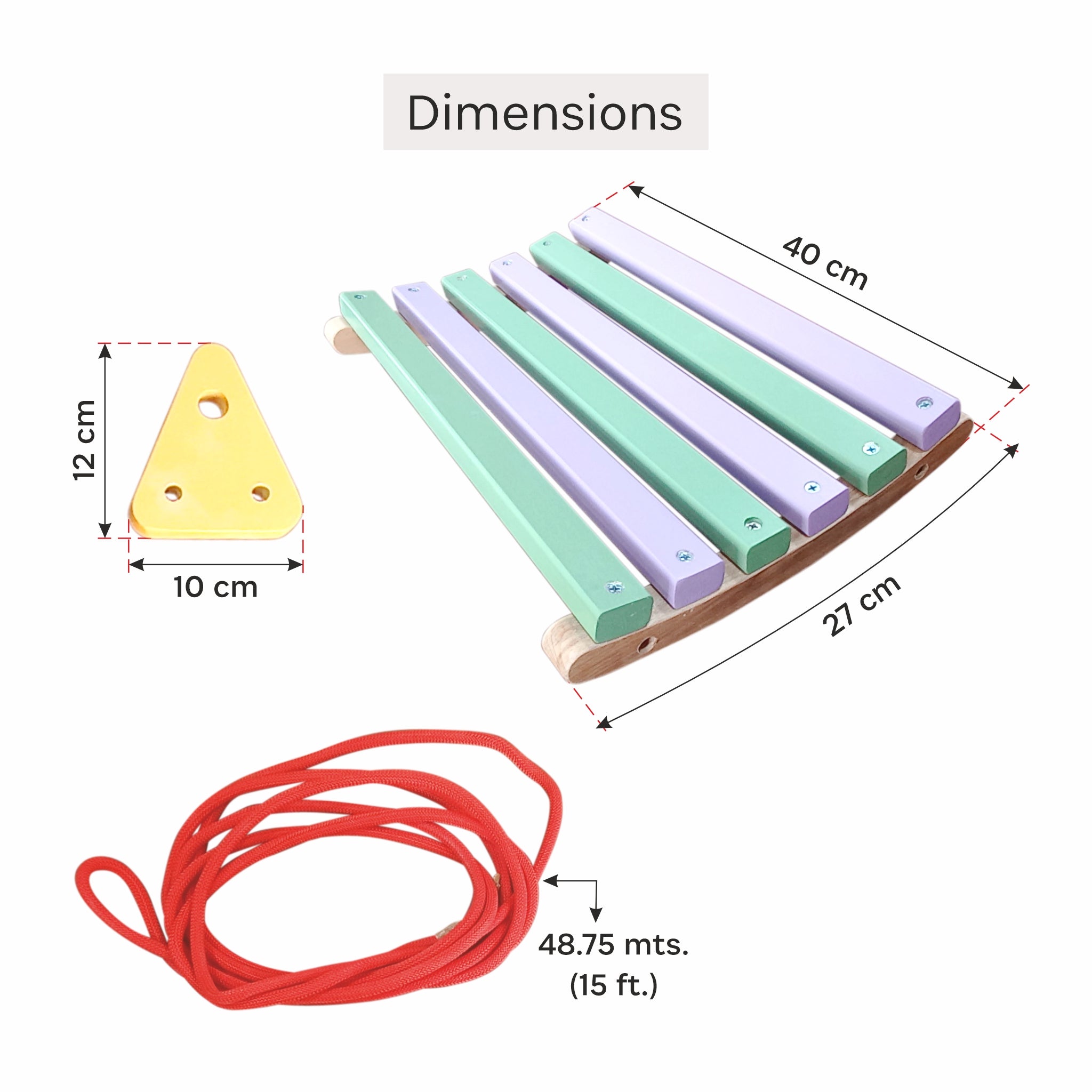 Wooden swinging toys with rope dimension