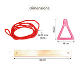Measurement indicators displayed on the trapeze bar illustrating the size of the triangle and length of the rope